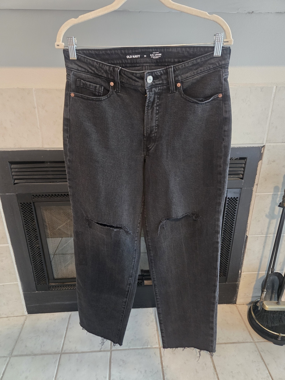 Old Navy High Rise O.G. Loose Black Distressed Relaxed Jeans